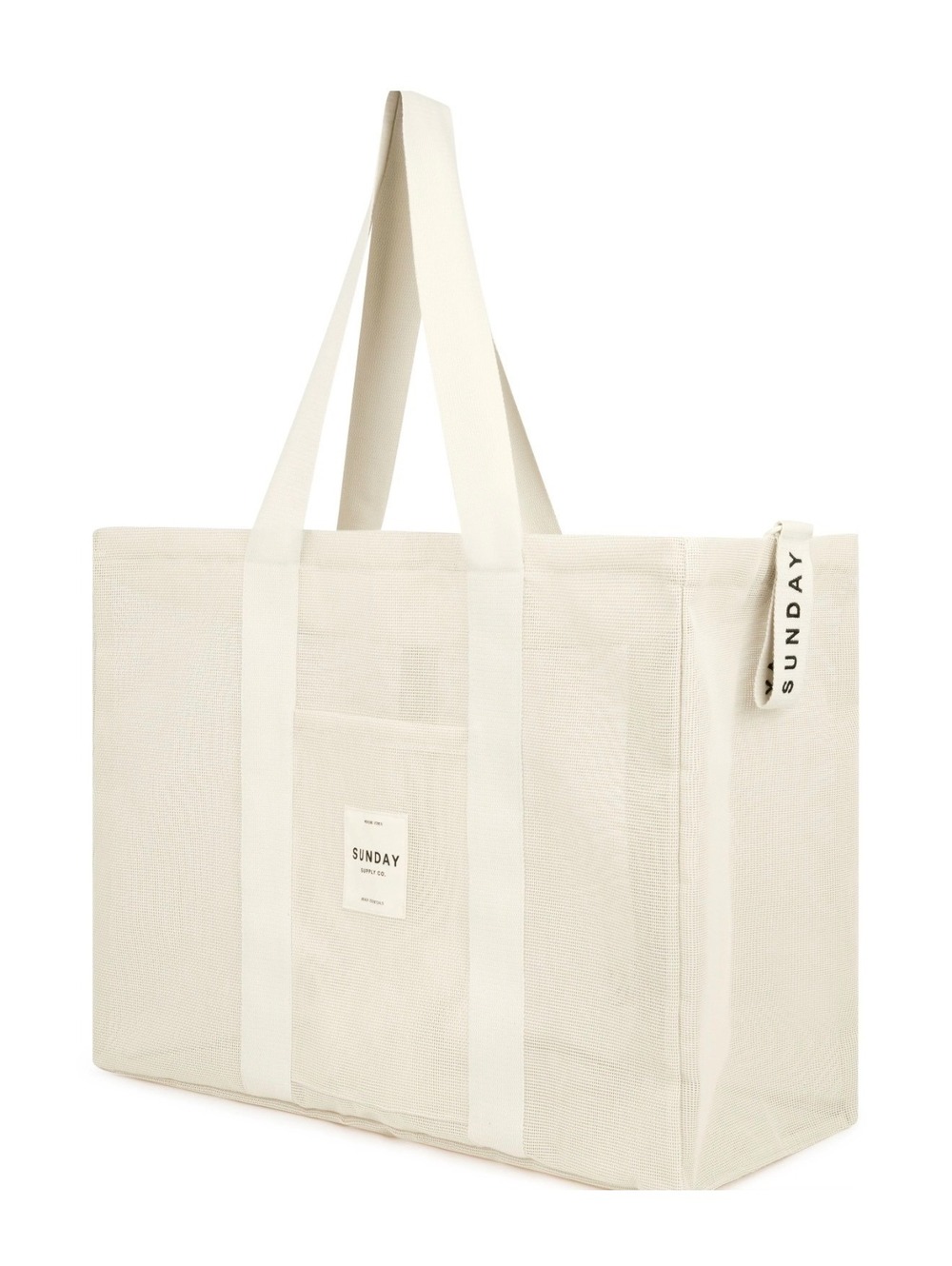 Sunday Supply Co. Beige Oversized Carry-all Mesh Tote Bag with Zip Closure